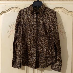 Ralph Lauren leopard print button down shirt new no tags